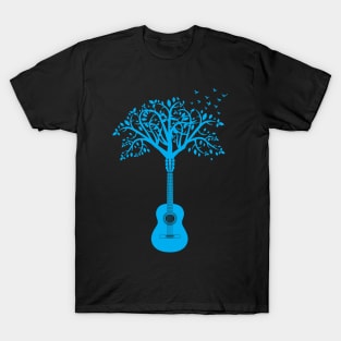 Classical Guitar Tree Blue T-Shirt